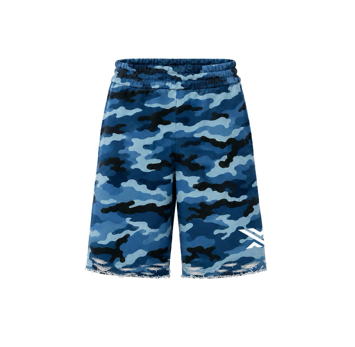 3/4 Blue Camo Shorts