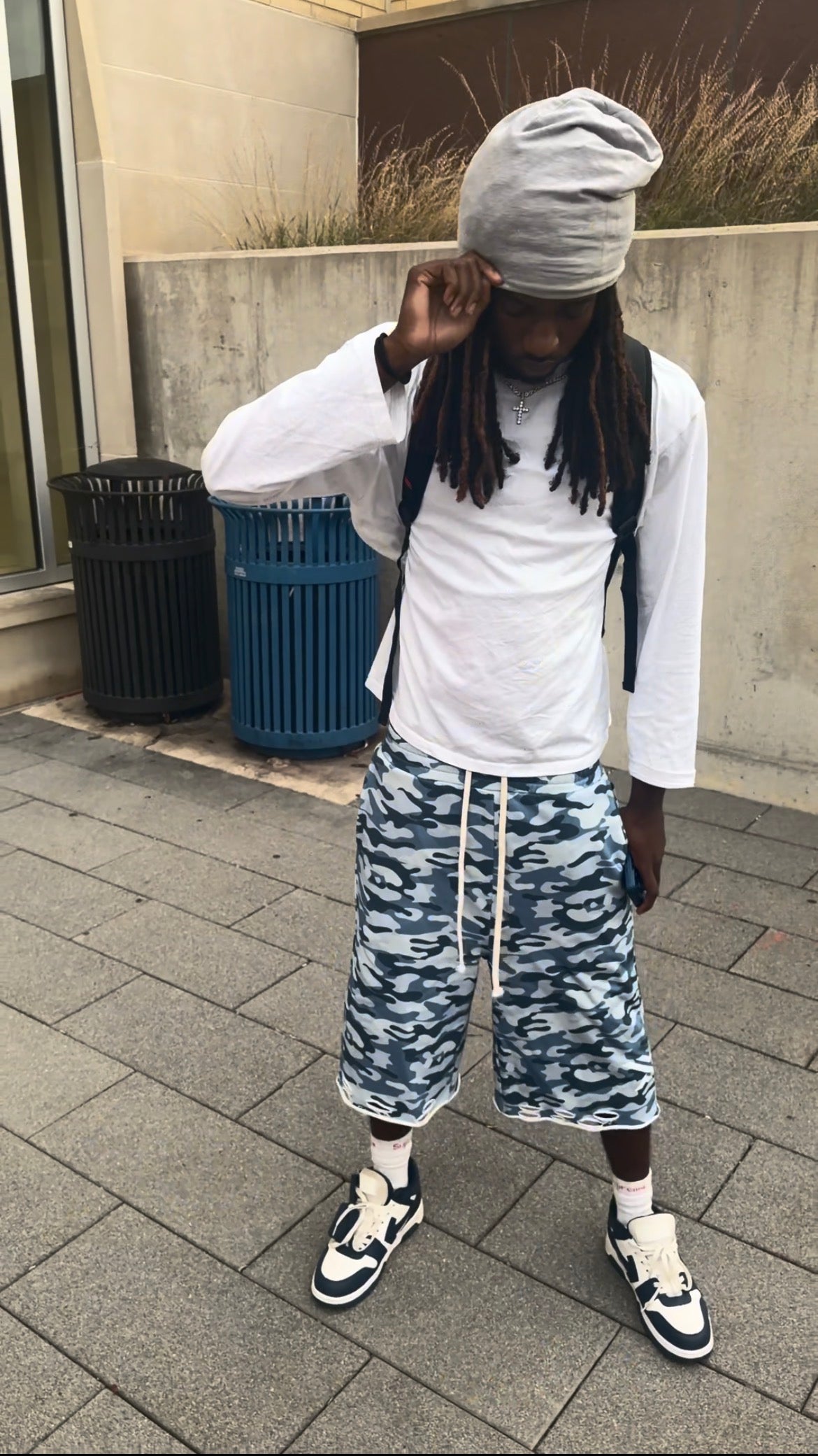 3/4 Blue Camo Shorts